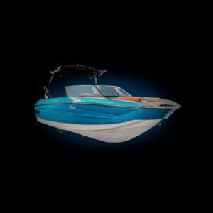 A Supreme boat on a black background.