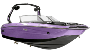 A S220 Supreme purple and black boat on a white background.