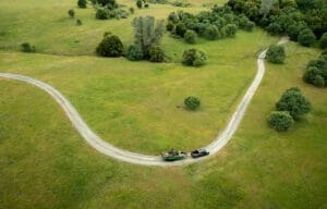 2024 S240 drone from above looking down at boat on road