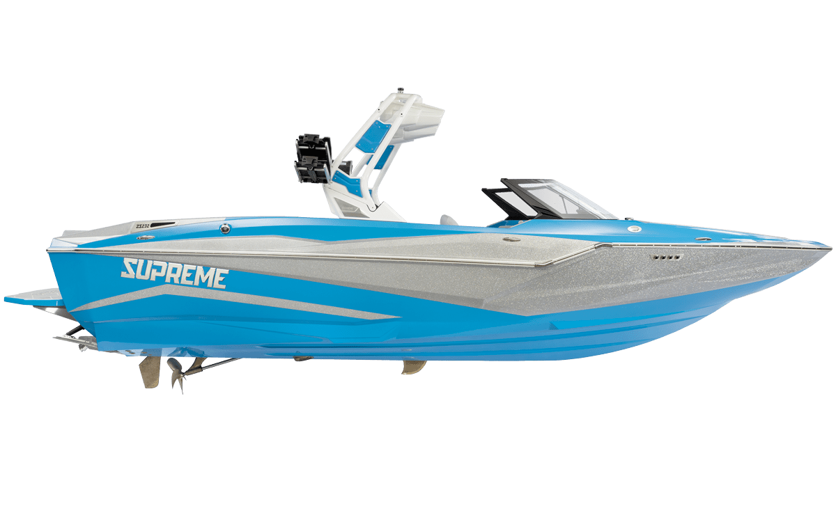 A Supreme boat on a white background.