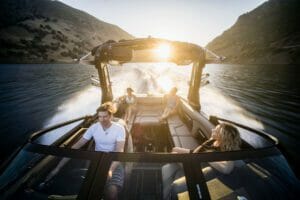 Grant Korgan driving boat
