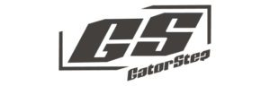 GS logo in bold, stylized letters with “GatorStep” written below in a slanted font; enclosed within angular brackets on a white background. Capture The Supreme Life and elevate your ride—Experience Supreme Boats with this distinctive design.