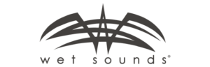 Black and white Wet Sounds logo with stylized wave graphic above the words “wet sounds” in lowercase letters, capturing the spirit of The Supreme Life and inviting you to Experience Supreme Boats.
